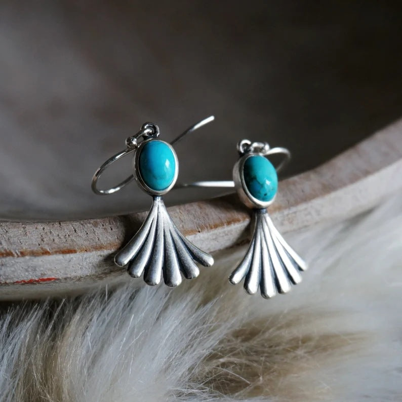Fan-shaped Turquoise Earrings