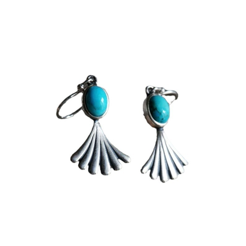 Fan-shaped Turquoise Earrings