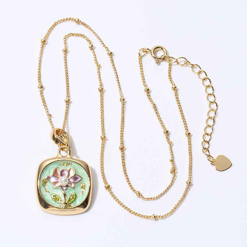 Jardin Monet Pearl Necklace Pendant - Elegant Floral Design - Vizimy