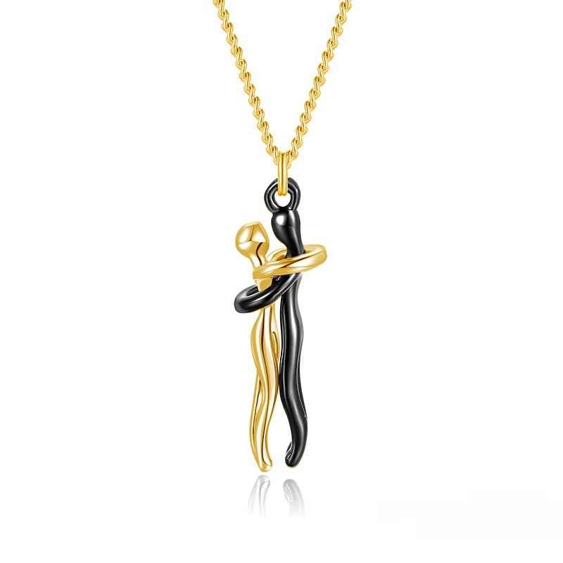 Vizimy™ Eternal Embrace Necklace in Full Black – Couples Hug Pendant JewelryJewelry