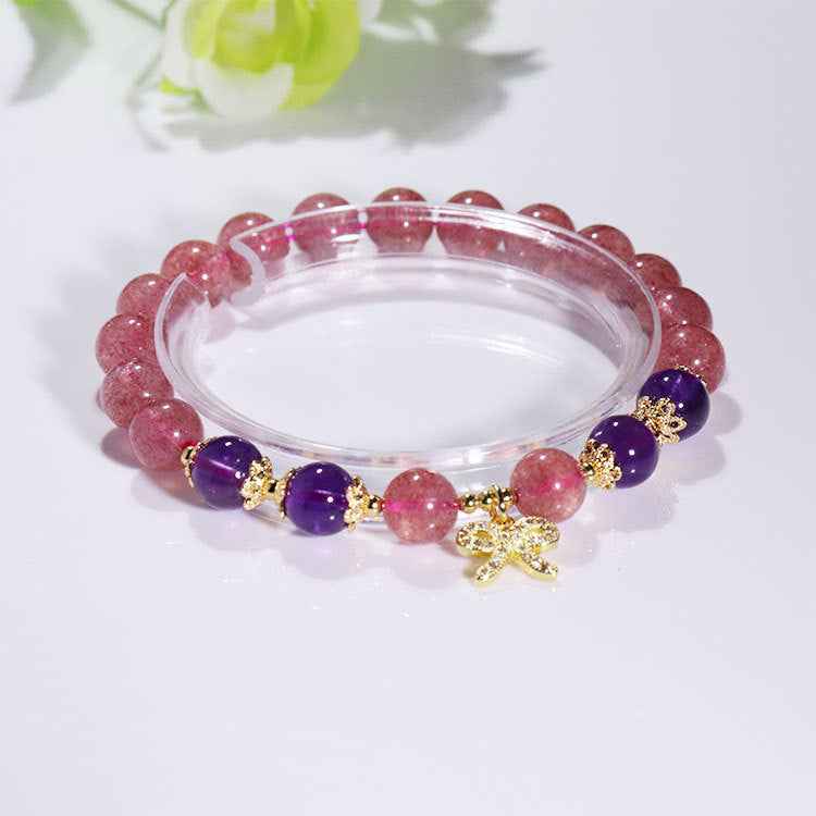 Strawberry Amethyst Bracelet - Elegant Energy Gemstone Accessory - Vizimy
