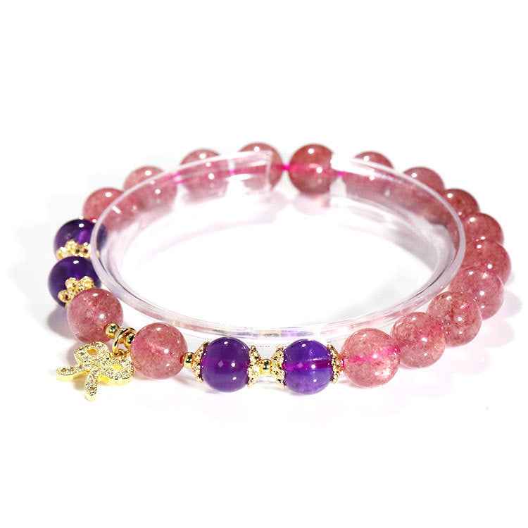 Strawberry Amethyst Bracelet - Elegant Energy Gemstone Accessory - Vizimy