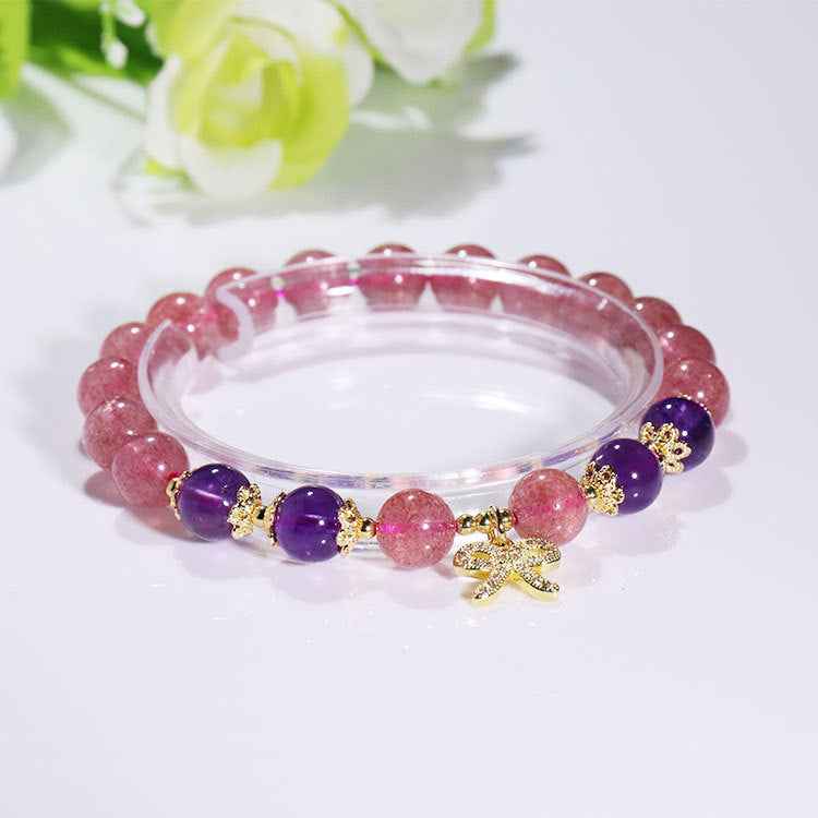 Strawberry Amethyst Bracelet - Elegant Energy Gemstone Accessory - Vizimy