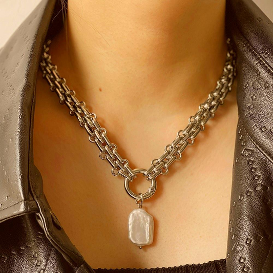 Baroque Pearl Necklace Rectangular