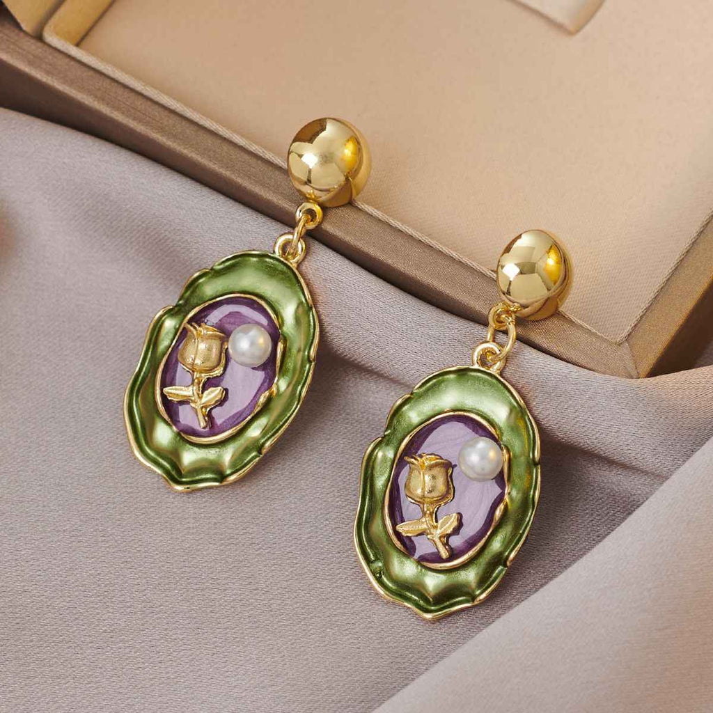 Baroque Pearls Earrings - Elegant Oil Painting Design - Vizimy