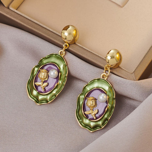 Baroque Pearls Oil Painting Earrings