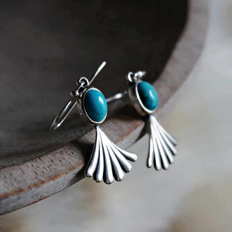 Fan-shaped Turquoise Earrings for Stylish Elegance and Unique Charm - Vizimy