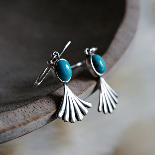 Fan-shaped Turquoise Earrings