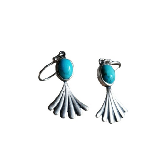 Fan-shaped Turquoise Earrings