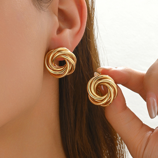 Flower-Shaped Winding Hollow Earrings