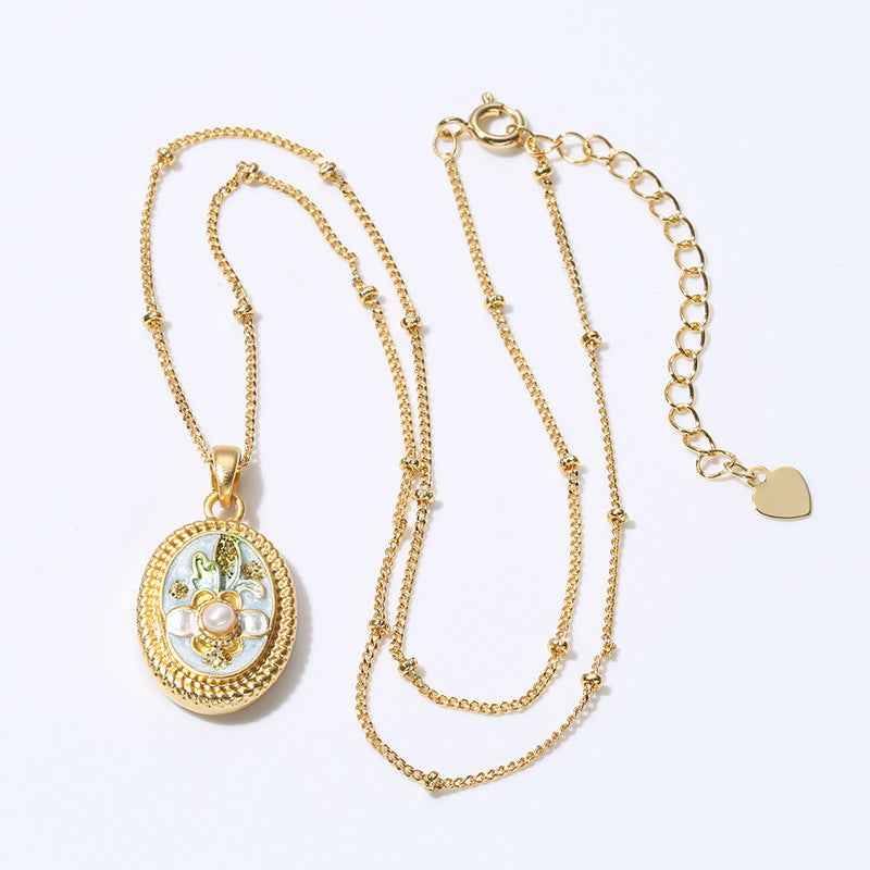 Jardin Monet Pearl Necklace Pendant - Elegant Floral Design - Vizimy