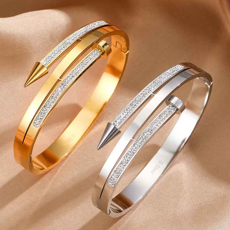 Minimalist Nail Rhinestone Bracelet for Chic Elegance and Effortless Style - Vizimy