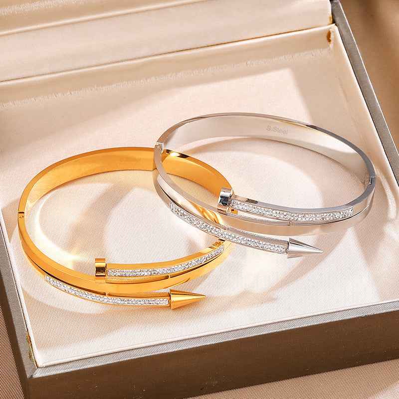 Minimalist Nail Rhinestone Bracelet for Chic Elegance and Effortless Style - Vizimy