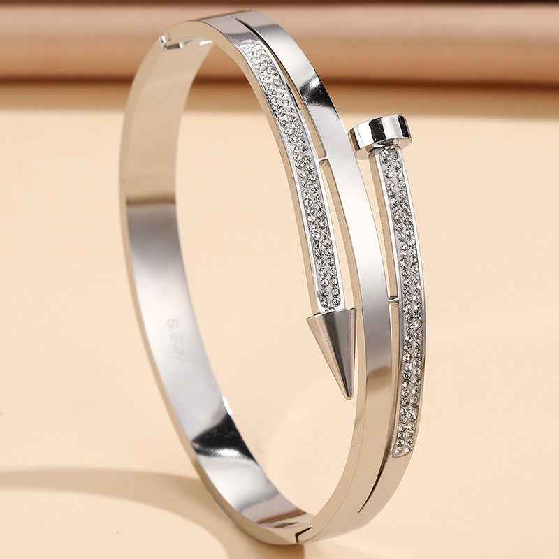 Minimalist Nail Rhinestone Bracelet for Chic Elegance and Effortless Style - Vizimy