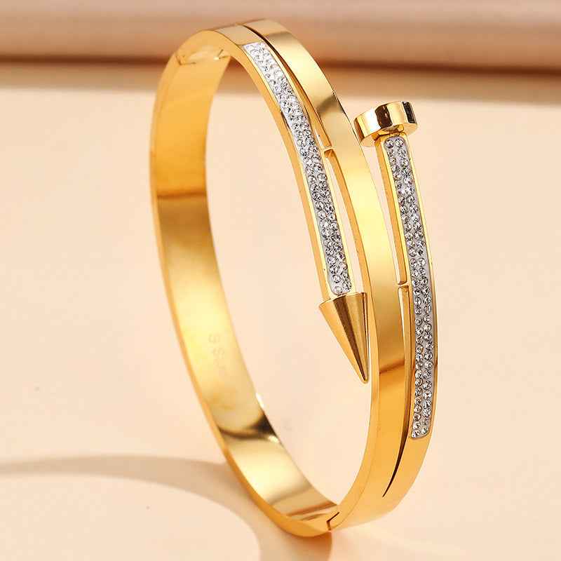 Minimalist Nail Rhinestone Bracelet for Chic Elegance and Effortless Style - Vizimy