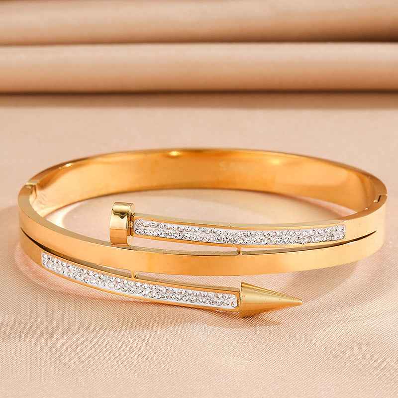 Minimalist Nail Rhinestone Bracelet for Chic Elegance and Effortless Style - Vizimy