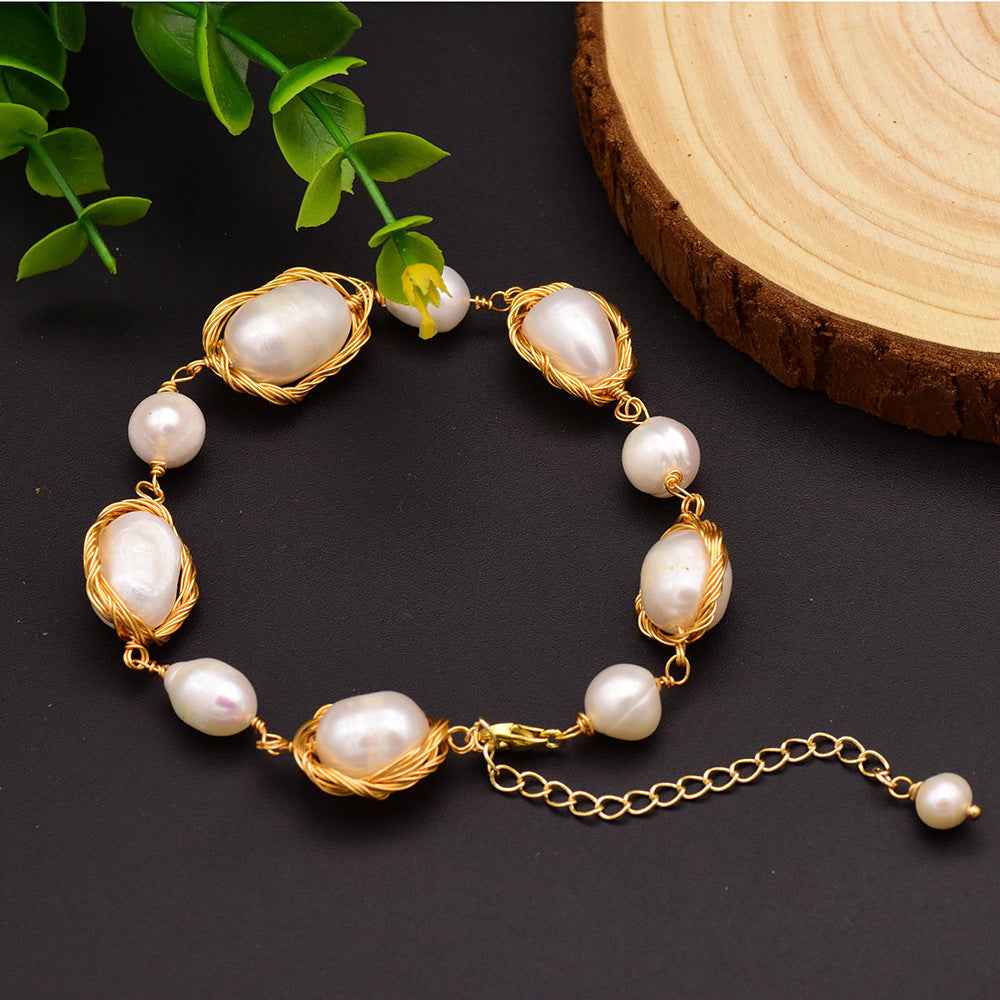 Natural Pearl Bracelet Adjustable for Elegant Style - Vizimy