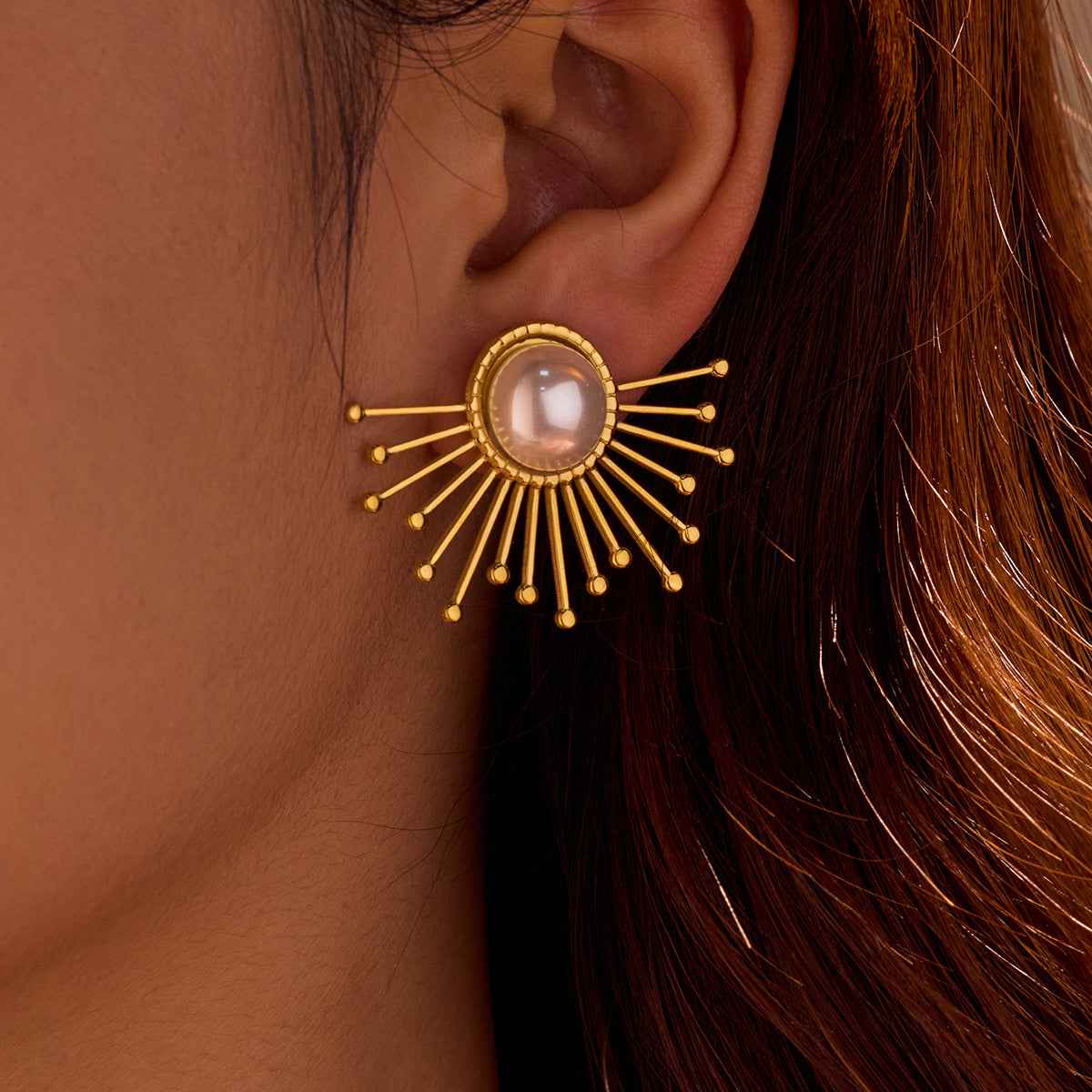 Niche Half Sunflower Pearl Earrings for Elegant Style - Vizimy