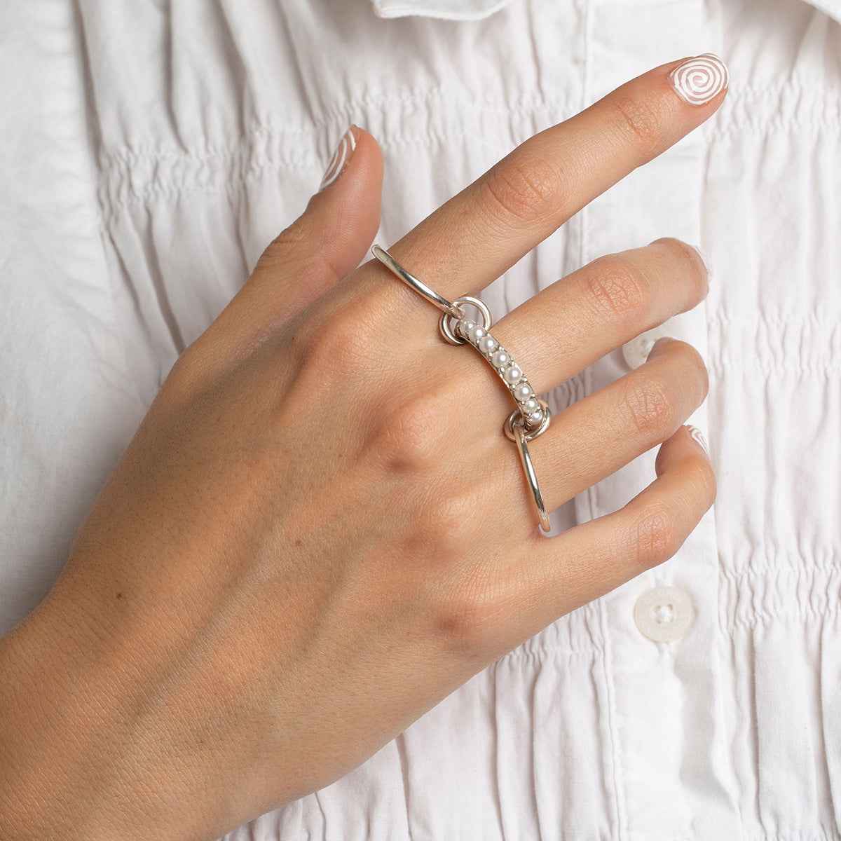 Stacked Freshwater Pearl Ring for Effortless Elegance - Vizimy