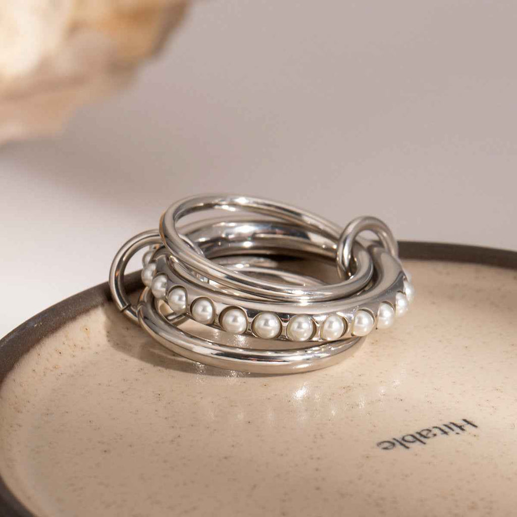 Stacked Freshwater Pearl Ring for Effortless Elegance - Vizimy
