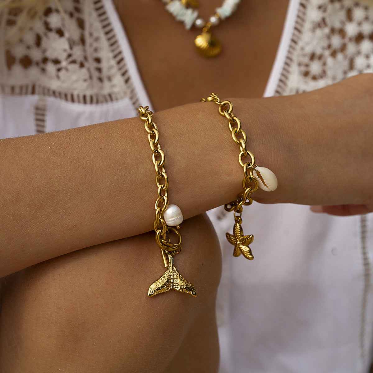 Starfish Shell Conch Bracelet - Beach-Inspired Jewelry for Ocean Lovers - Vizimy