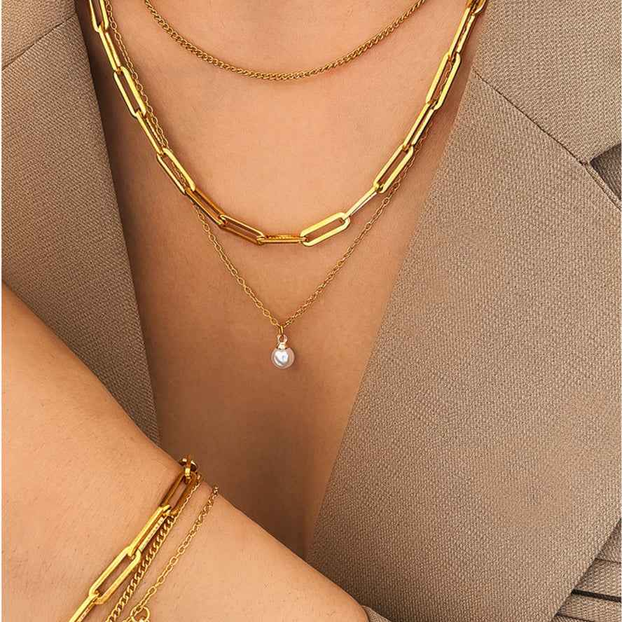 Three Layer Pearl Pendant Necklace for a Chic and Elegant Look - Vizimy