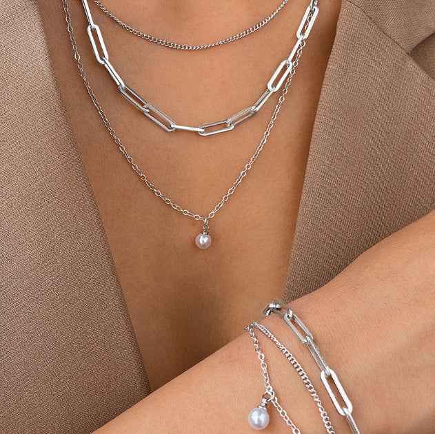 Three Layer Pearl Pendant Necklace for a Chic and Elegant Look - Vizimy