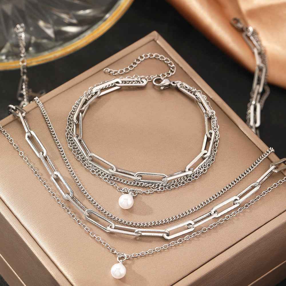 Three Layer Pearl Pendant Necklace for a Chic and Elegant Look - Vizimy
