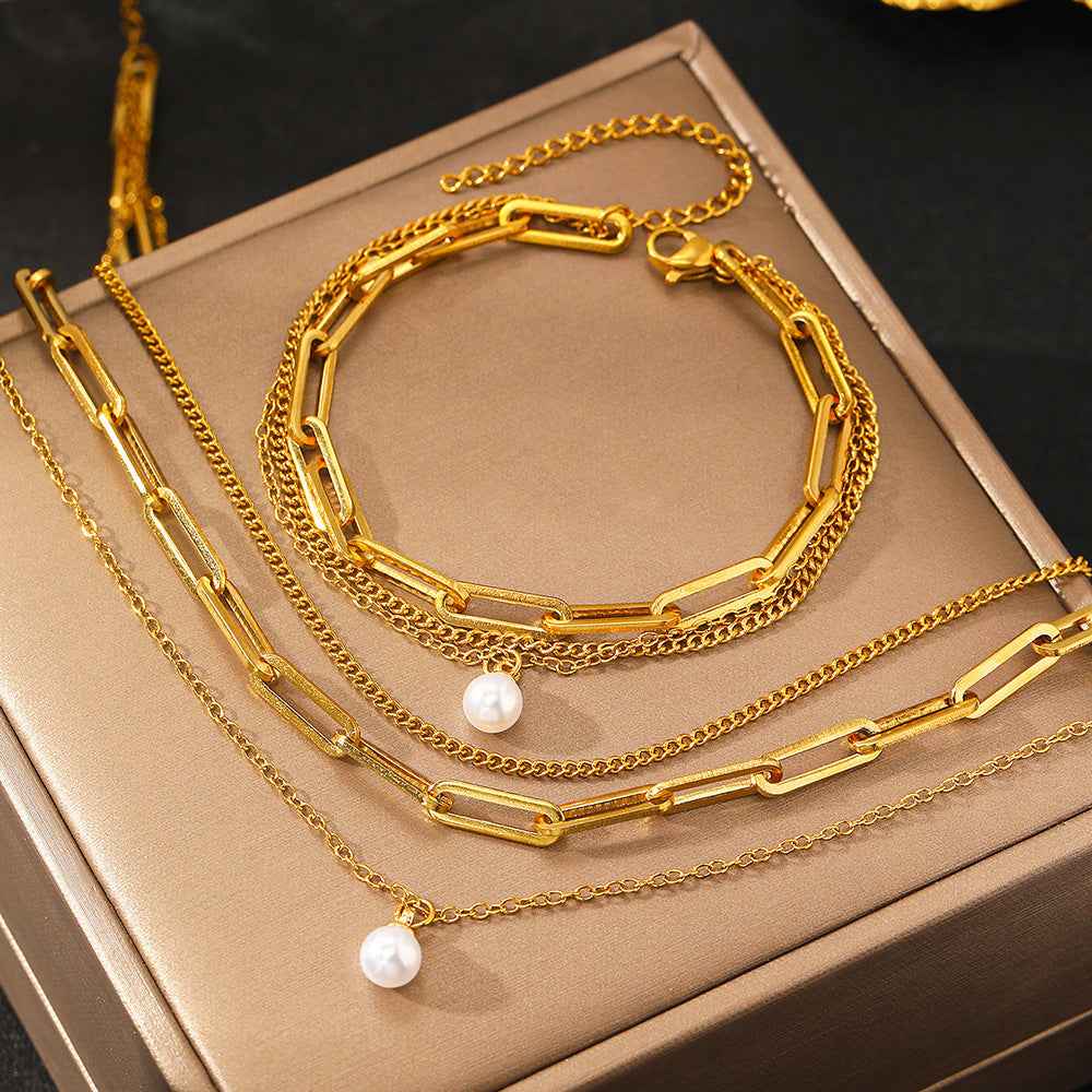 Three Layer Pearl Pendant Necklace for a Chic and Elegant Look - Vizimy