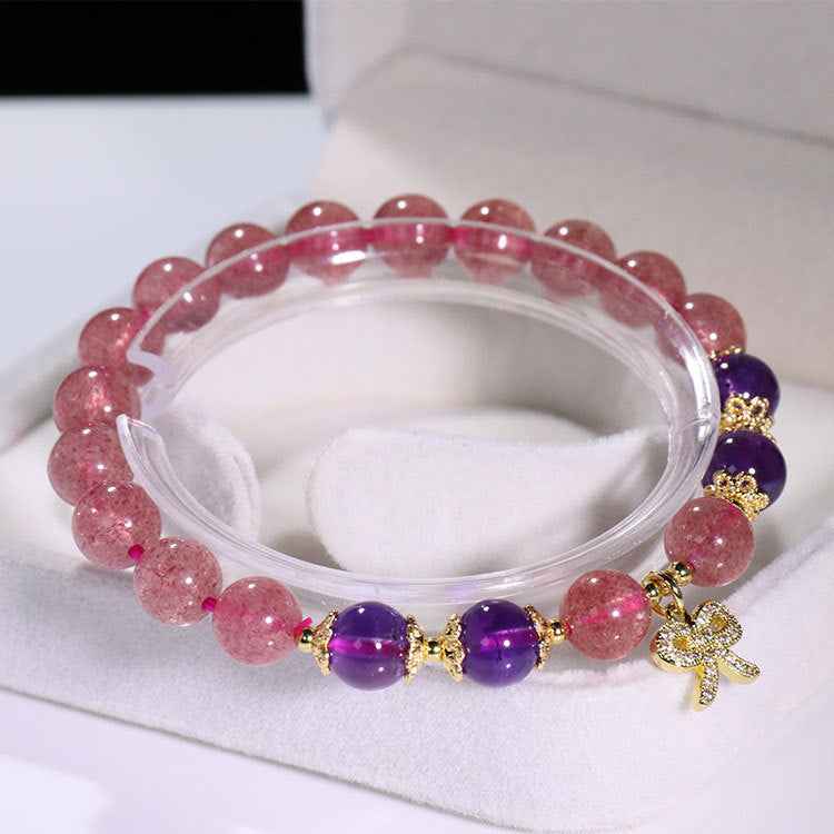 Strawberry Amethyst Bracelet - Elegant Energy Gemstone Accessory - Vizimy