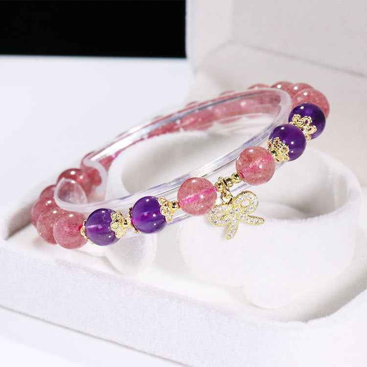 Strawberry Amethyst Bracelet - Elegant Energy Gemstone Accessory - Vizimy